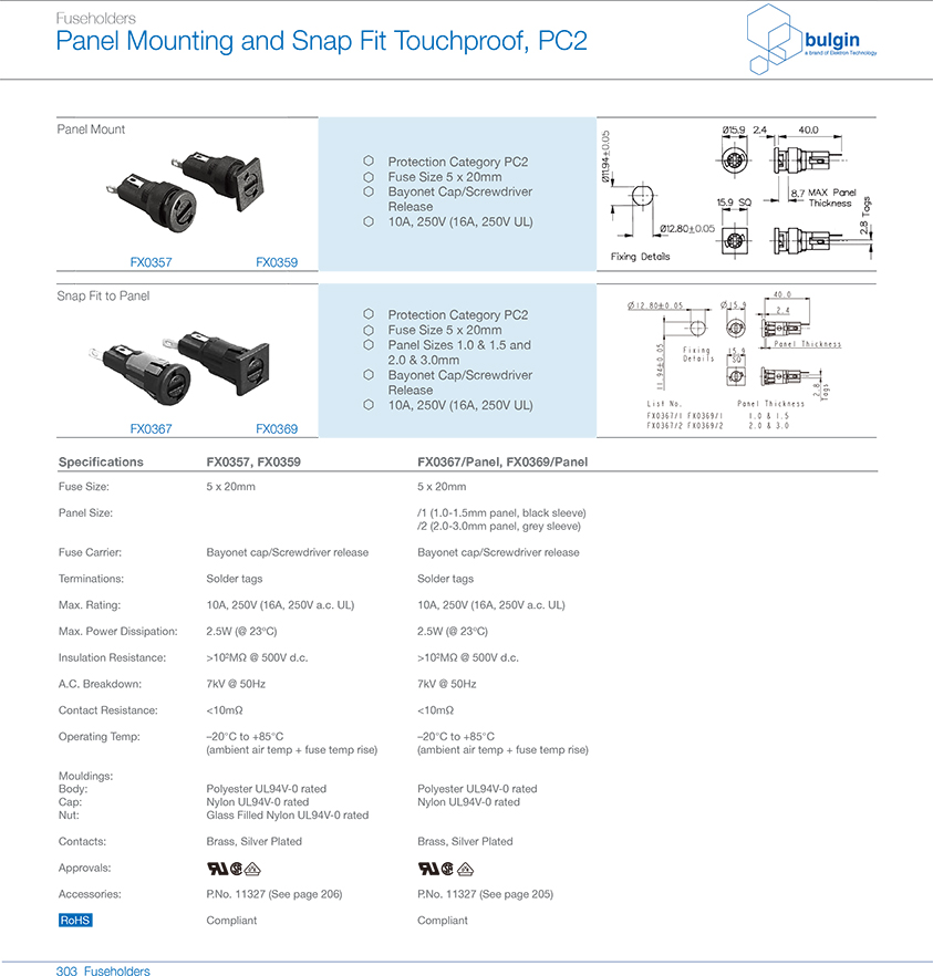 FX0357防觸摸保險絲座選型 FX0357防觸摸保險絲座選型